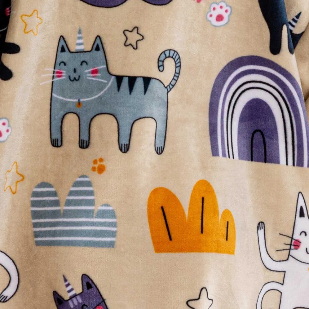 Mikinová deka s rukávmi a kapucňou PURRSLEEP béžová