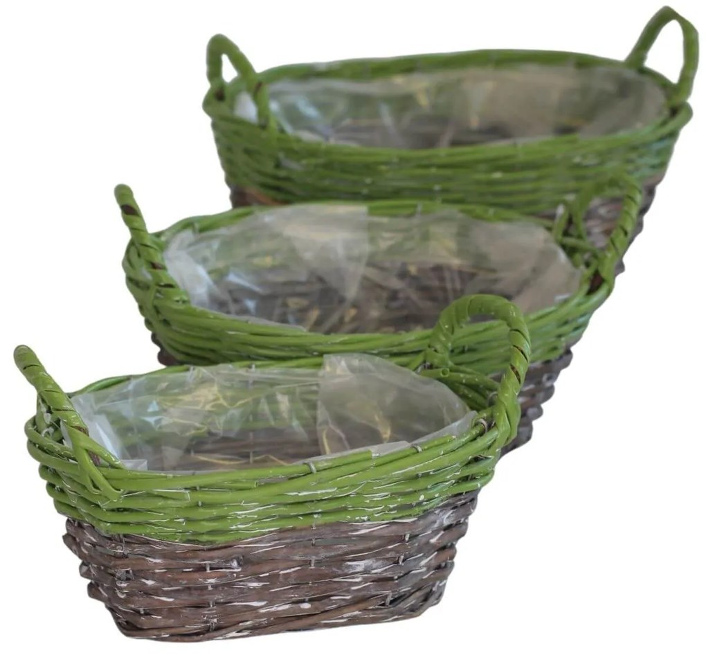 Hnedozelený košík 32cm