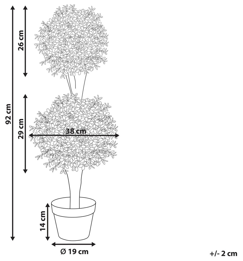 Umelá rastlina v kvetináči 92 cm BUXUS BALL TREE Beliani