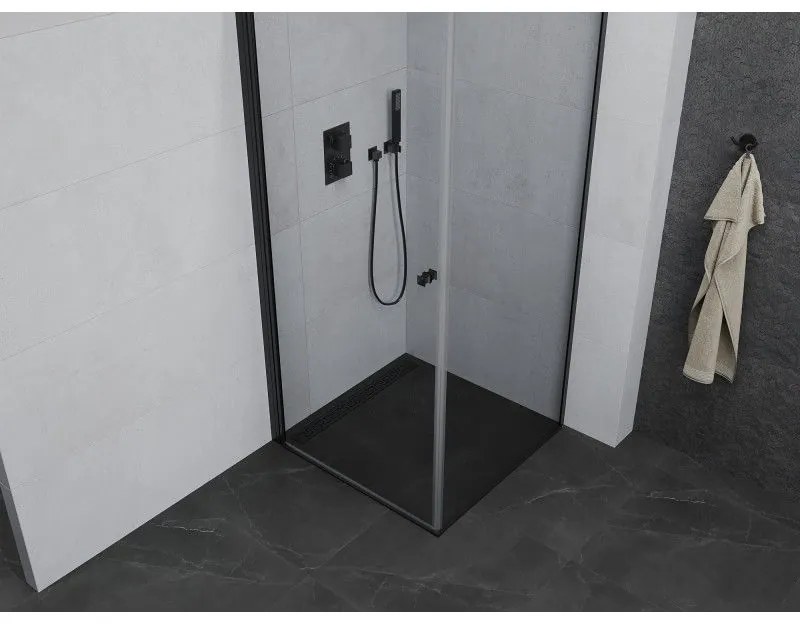 Mexen Pretoria sprchovací kút 70x70cm, 6mm sklo, čierny profil-číre sklo, 852-070-070-70-00
