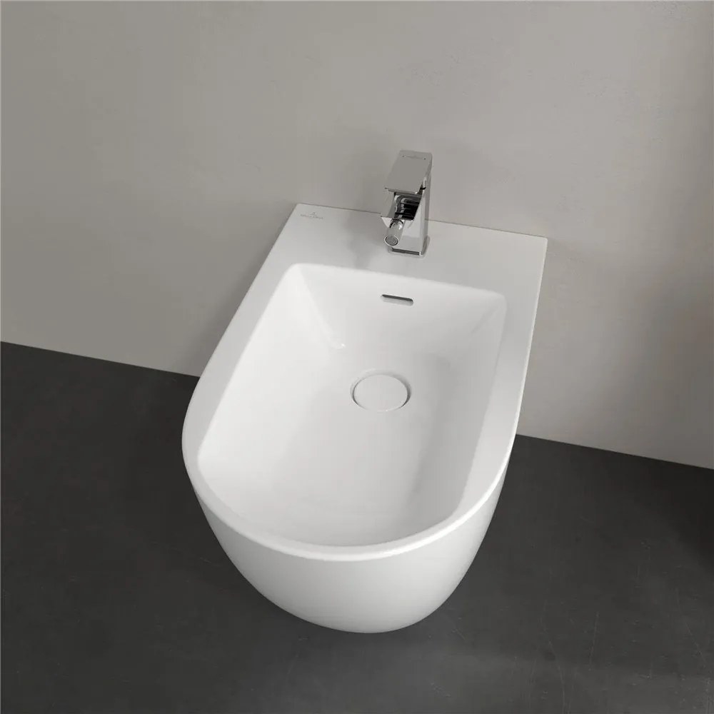 VILLEROY &amp; BOCH Subway 3.0 samostatne stojací bidet s otvorom, s prepadom, 370 x 600 mm, biela alpská, s povrchom CeramicPlus, 447100R1