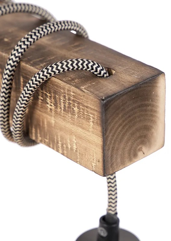 Priemyselná nástenná lampa čierna s drevom - Gallow