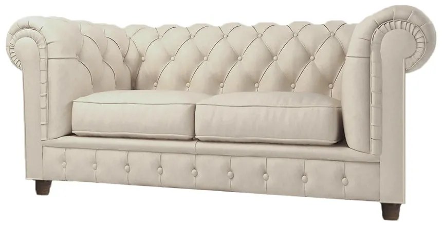 Krémová zamatová pohovka 184 cm Cambridge - Ropez