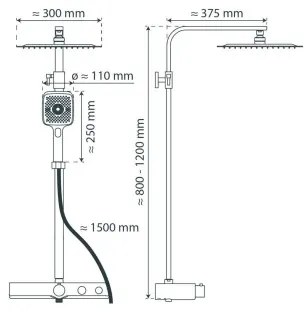Schütte 60530 - Sprchová súprava s termostatickou batériou OCEAN, lesklý chróm
