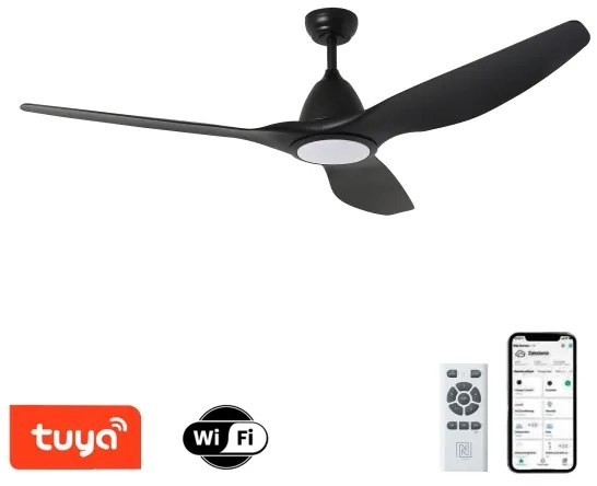 ZEVENTI - LED Stropný ventilátor URBINO LED/20W/230V Wi-Fi Tuya čierny + diaľkové ovládanie
