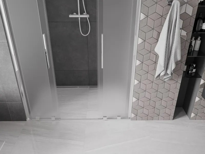 Mexen Velar L Duo, posuvné sprchové dvere do otvoru 140 cm, 8mm sklo námraza, chrómová, 871-140-003-32-01
