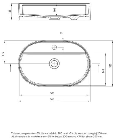 Deante CQS_5U6B SILIA 35x55 cm umývadlo na dosku, granit/béžová