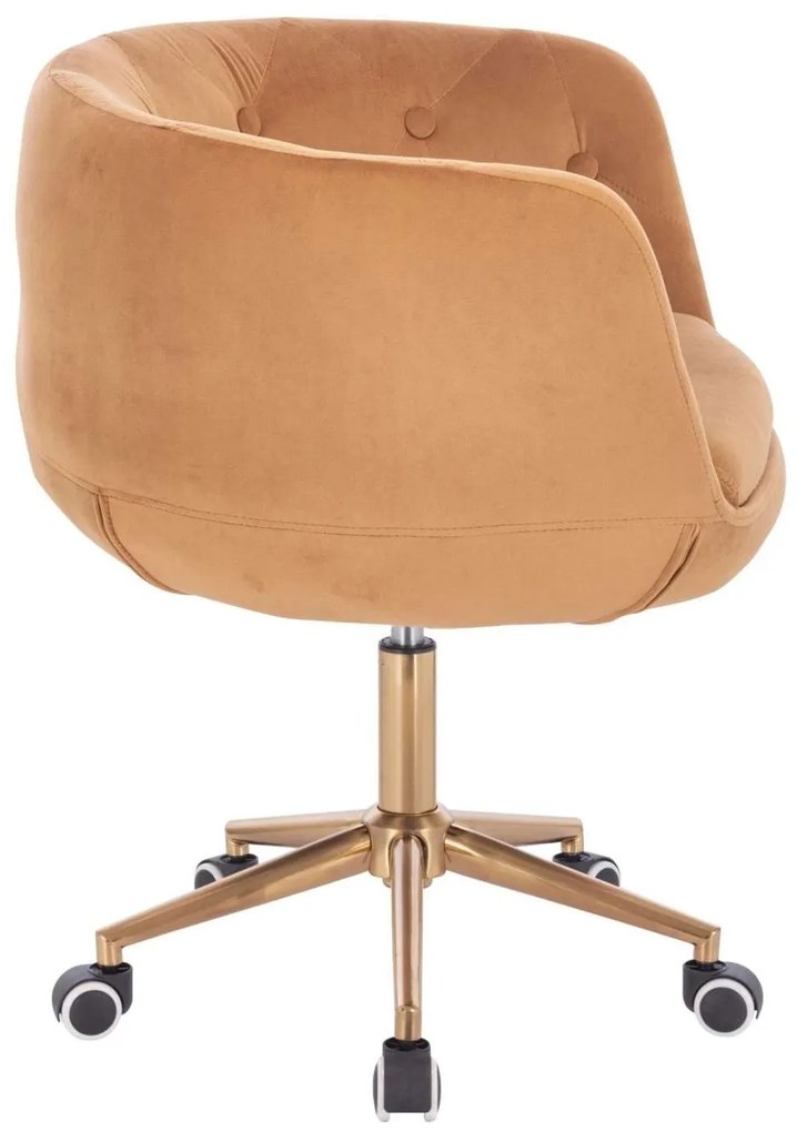 LuxuryForm DESIGN Kreslo MONTANA VELUR na zlatej podstave s kolieskami - medové