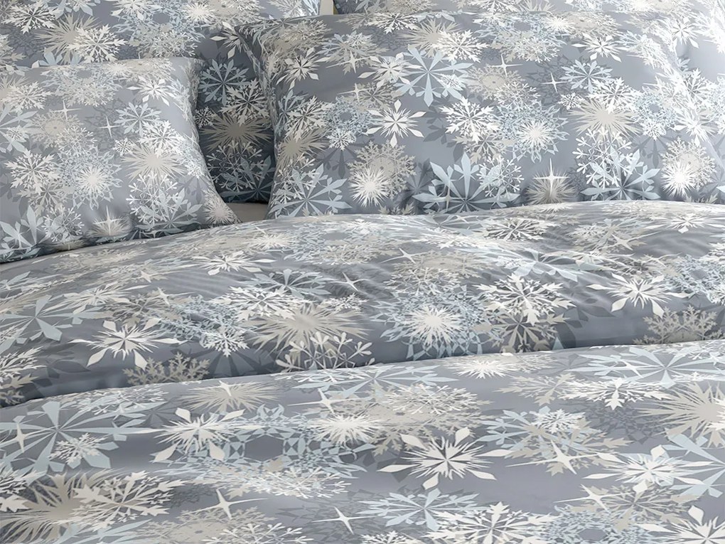 Obliečky z mikrovlákna SNOWFLAKE modrosivé Rozmer obliečky: 70 x 90 cm | 140 x 200 cm