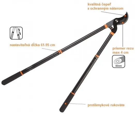 Teleskopické záhradné nožnice