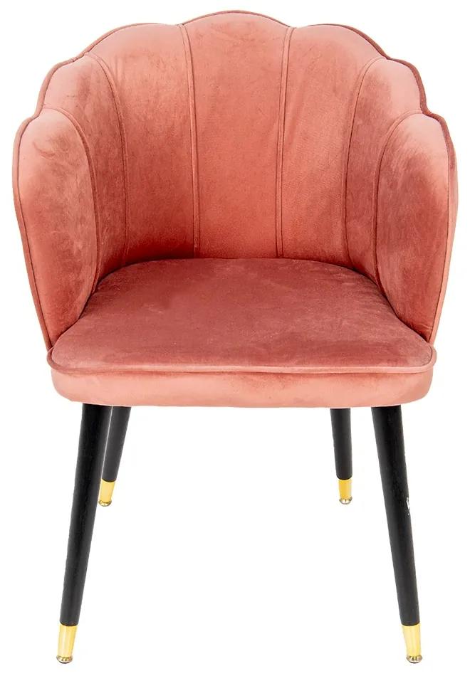 Ružová zamatová jedálenská stolička Fannie - 59*62*79 cm