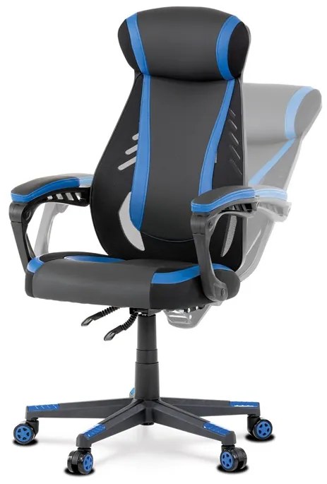BONTEC Herné kreslo, hojdací mechanizmus, čierna ekokoža, KA-Y213 BLUE Farba: Šedá