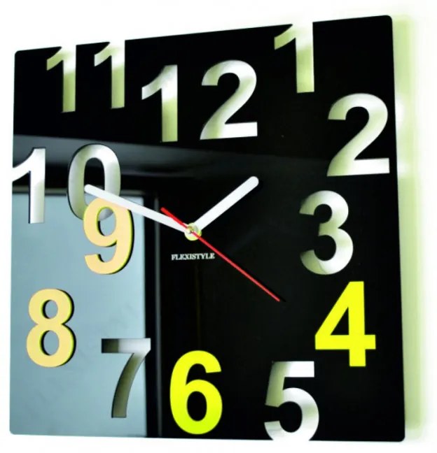 Nástenné hodiny Quartz, nalepovacie dekorácie, 3D zrkadlové nálepky Xmomo FL-z7-RAL9005-1018 HEU-