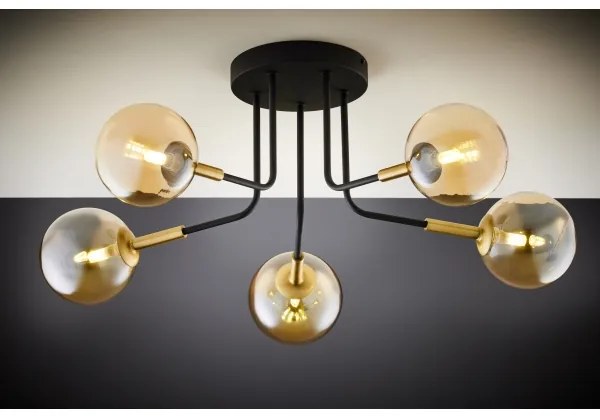 Jupiter 2038 - Luster na tyči BURANO 5xG9/10W/230V čierna/zlatá/béžová