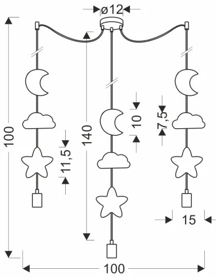 Detský luster TRIO so závesným lankom 3xE27/20W/230V žltá/modrá