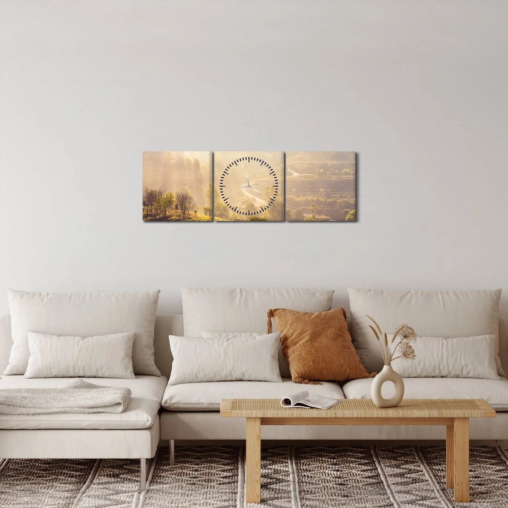 Obraz - Svitanie (s hodinami) (90x30 cm)