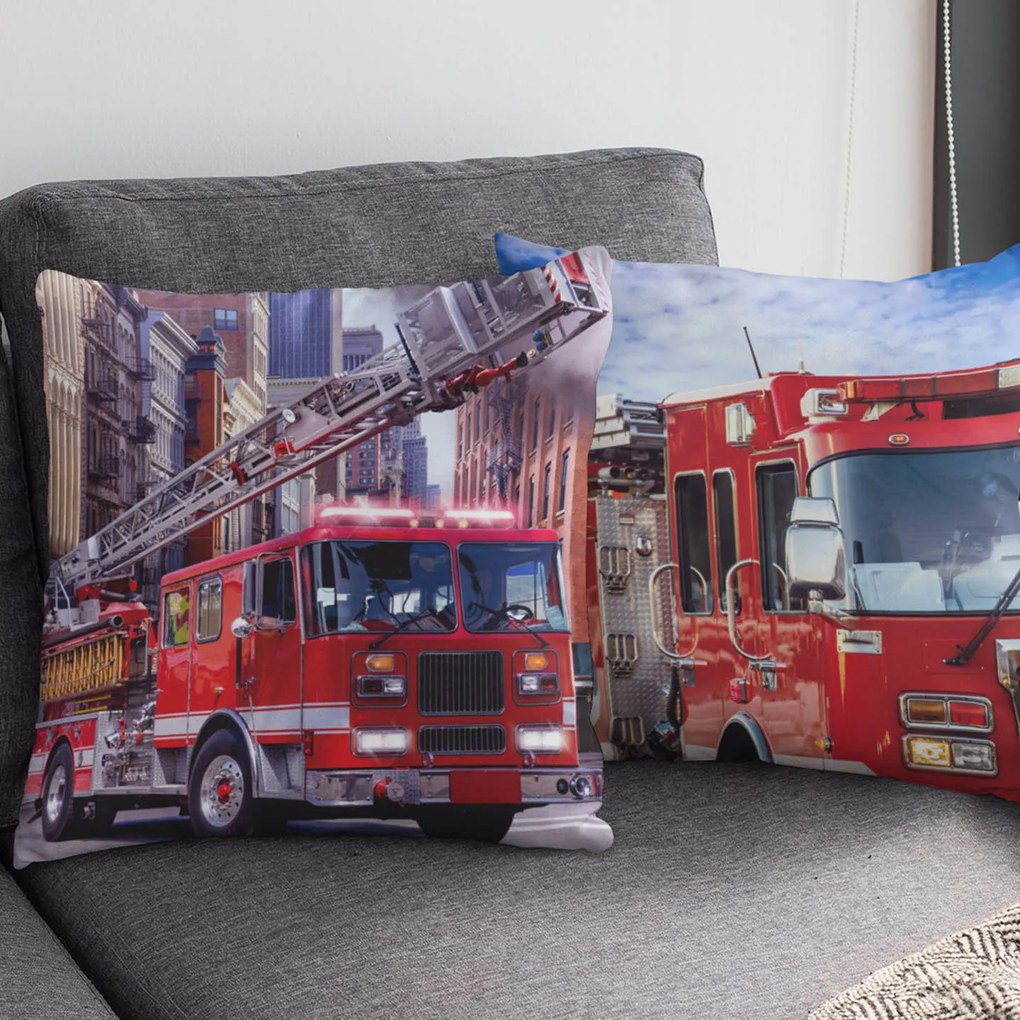 DETSKÁ OBLIEČKA NA VANKÚŠ TURBO FIRE TRUCK 40X40 CM VZOROVANÁ