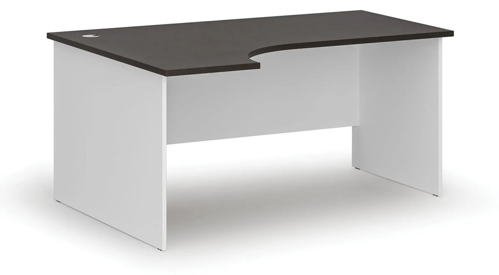 Kancelársky rohový pracovný stôl PRIMO WHITE, 1600 x 1200 mm, ľavý, biela/wenge