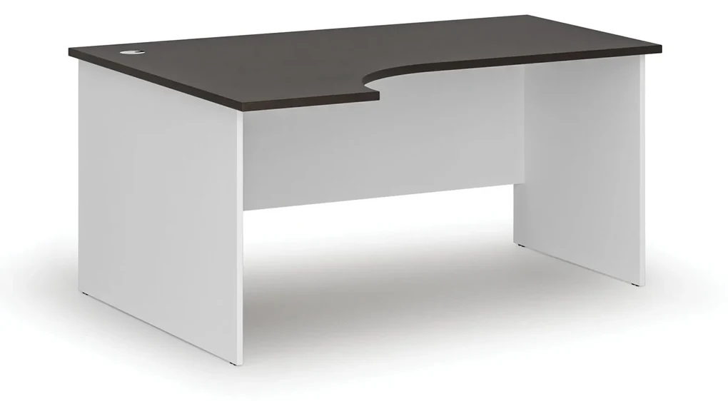 Kancelársky rohový pracovný stôl PRIMO WHITE, 1600 x 1200 mm, ľavý, biela/wenge