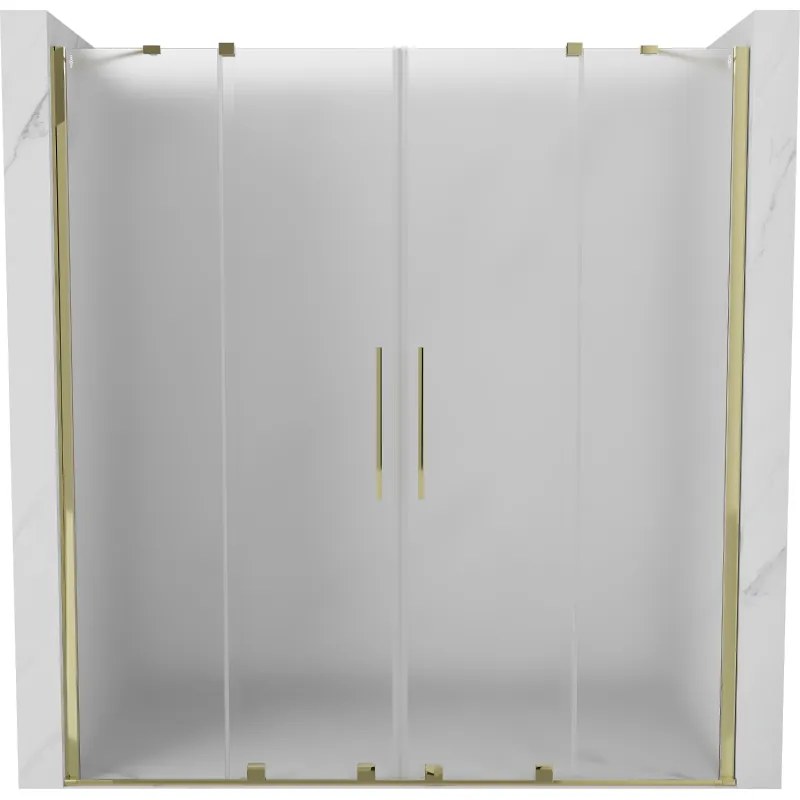 Mexen Velar Duo, posuvné sprchové dvere do otvoru 180 cm, 8mm sklo námraza, zlatá lesklá, 871-180-000-32-50