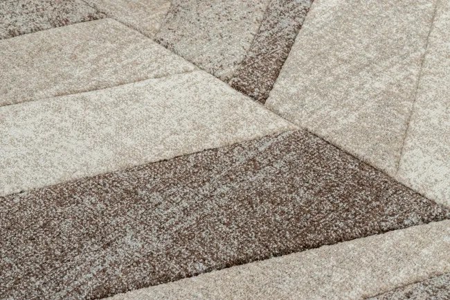 Koberec FEEL 5673/15055 HERRINGBONE béžový / hnedý / krémový