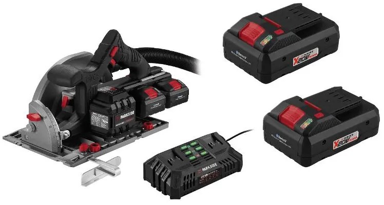 Parkside Performance®  Aku ručná kotúčová píla Pphksa 40- Li A1 + Smart akumulátor 20 V/4 Ah, 2 kusy + Dvojitá nabíjačka 20 V/4,5 A  (800010737)