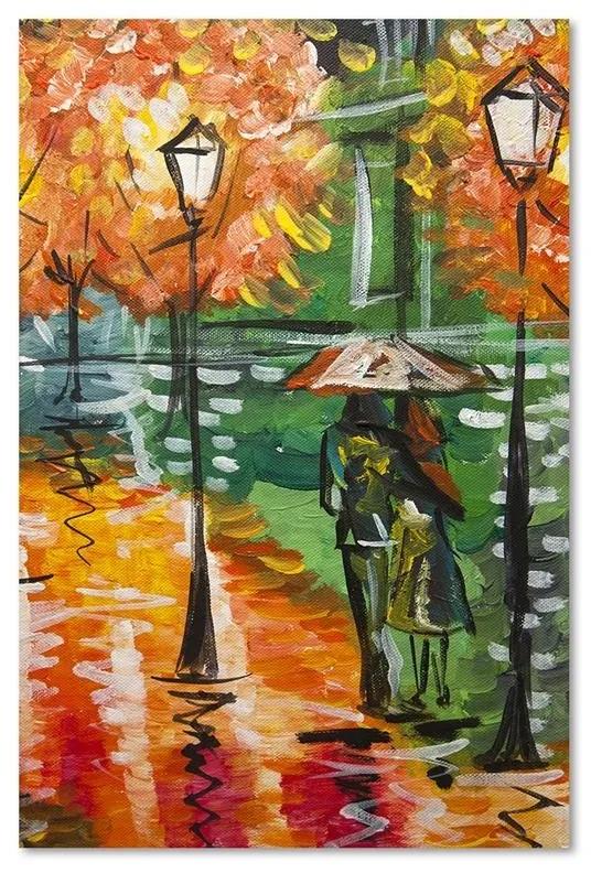Obraz na plátně Pár podzimní déšť Olejomalba - 80x120 cm