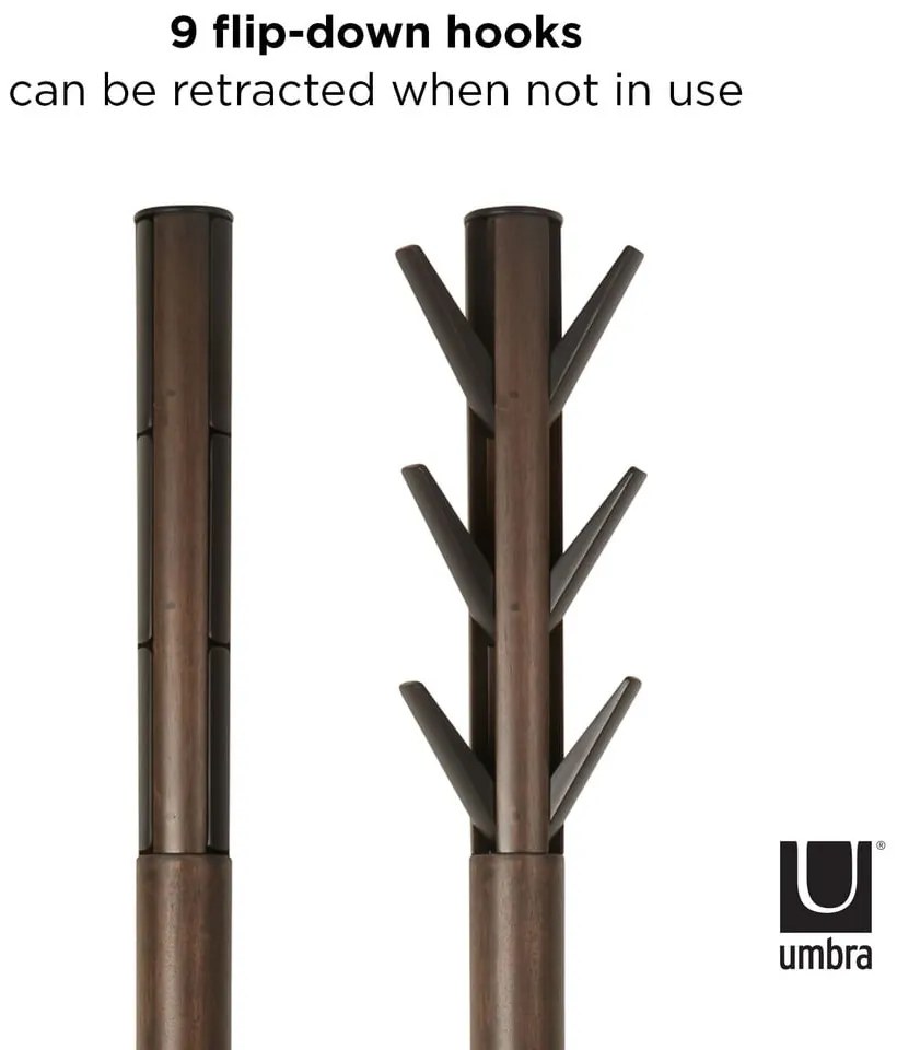 Čierny prírodný vešiak z kaučukového dreva Flapper - Umbra