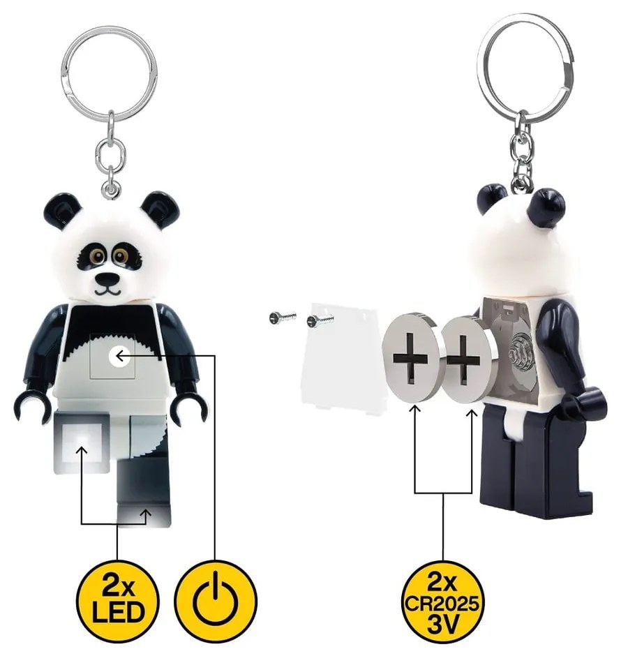 Čierno-biela kľúčenka so svietidlom Iconic Panda – LEGO®