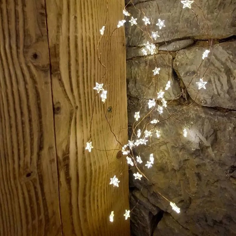 DECOLED LED světelný řetěz, hvězdičky, 12 x 1,5 m, teple bílá, 180 diod