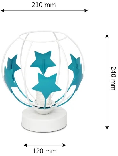 Detská stolná lampa STARS 1xE27/15W/230V tyrkysová/biela