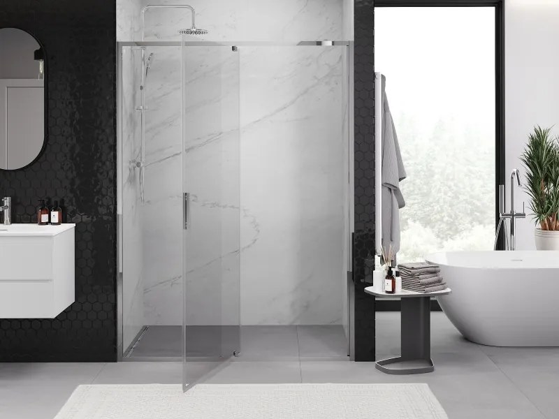 Mexen Exo, 1-krídlové dvere do otvoru 150x200 cm, 6mm číre sklo, chrómový profil, 819-150-000-01-00
