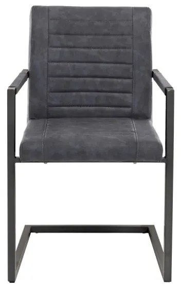 furniture-nabytek.cz - Sada 2 masívnych kresiel s podrúčkami Picton, umelá koža / kov, šedá/čierna