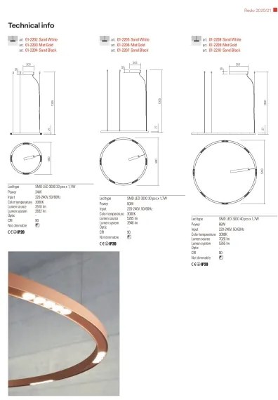 Redo 01-2204 - LED Luster na lanku UNION LED/34W/230V 3000K pr. 60 cm čierna