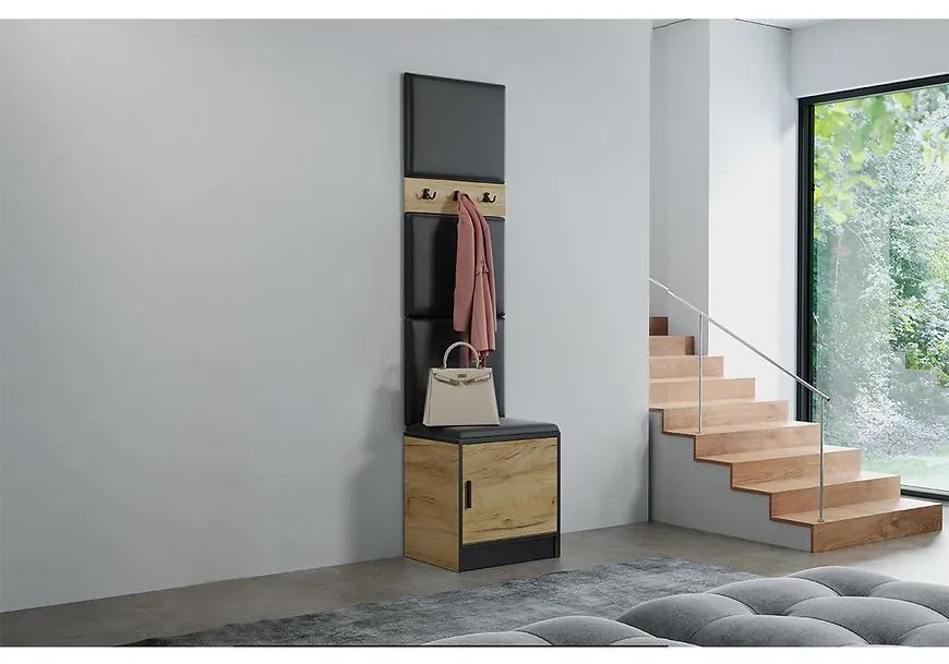 Predsieňový nábytok Roj 10 craft + Madryt 1100 ekokoža čierna