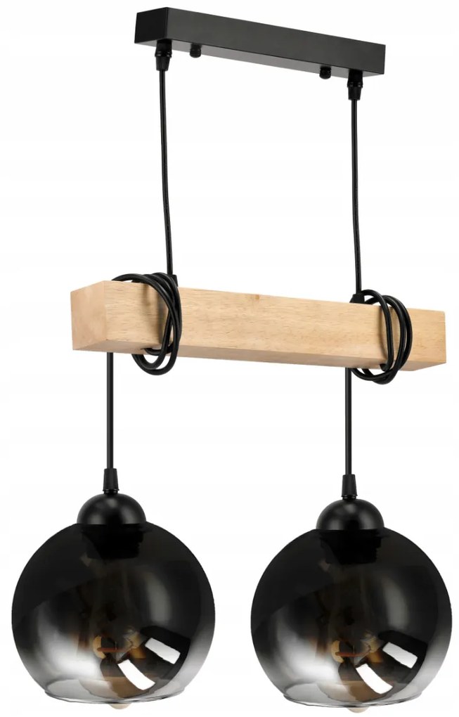 BERGE LED závesné stropné svietidlo drevený trámový 2xE27 Luster Smoke Grey