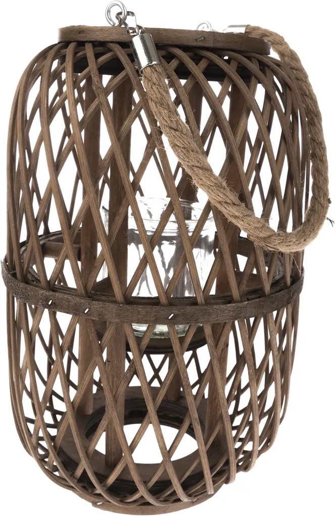 Bambusový lampáš so sklom Helga, 20 x 30 cm