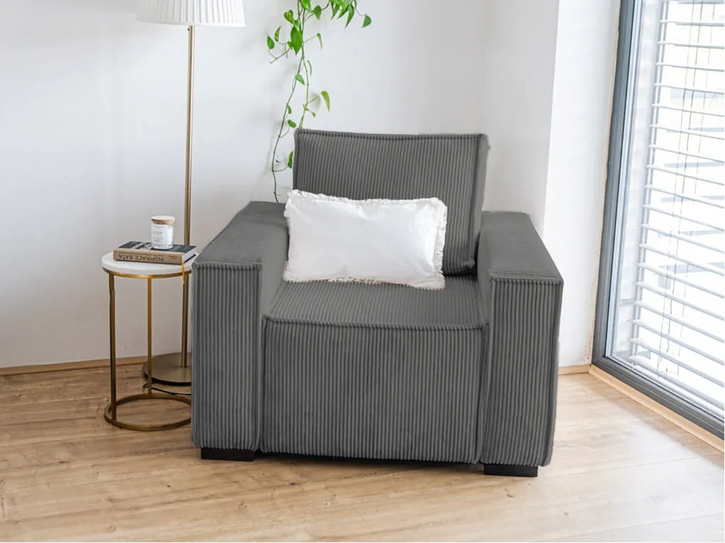 Kreslo s taburetom SMART SET, tmavo sivá