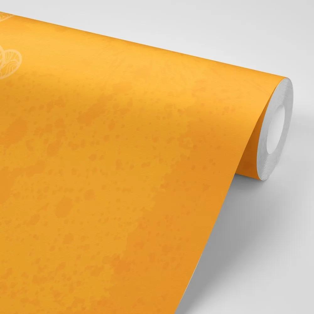 Tapeta oranžová arabeska na abstraktnom pozadí - 225x150