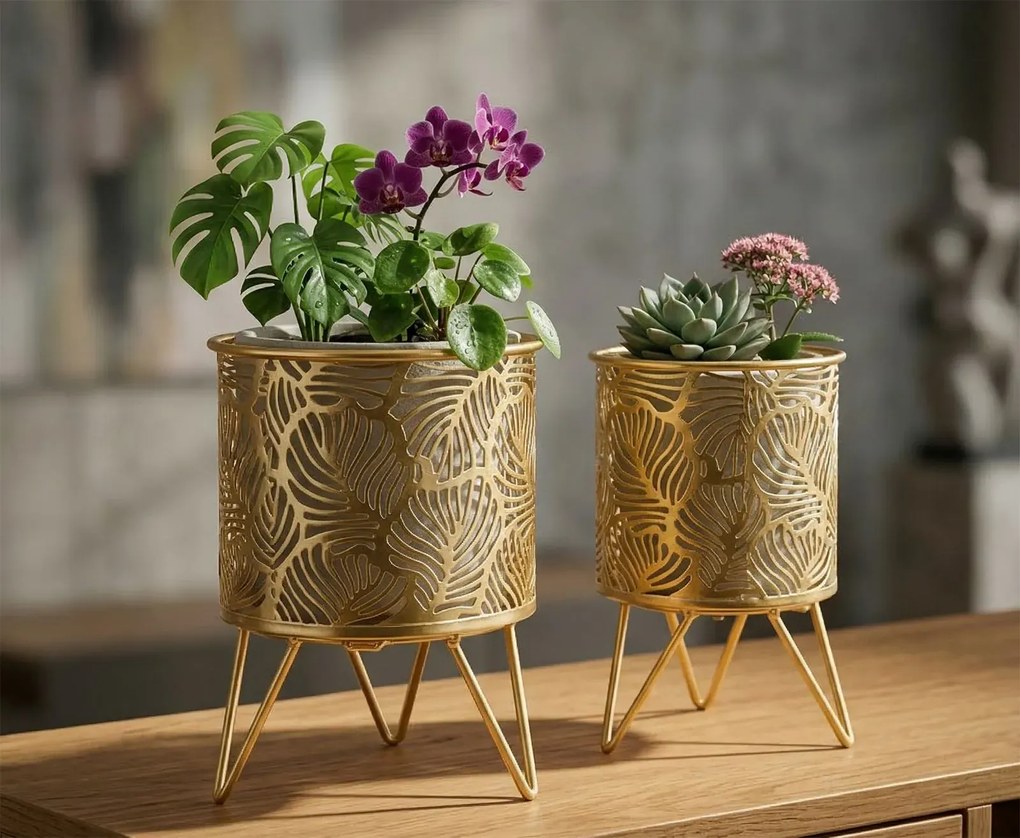 Sada 2 ks stojanů na květiny Naty zlatá