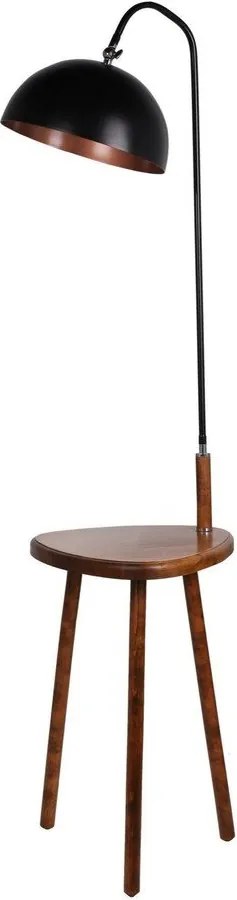 Čierna/hnedá stojacia lampa s poličkou s kovovým tienidlom (výška 160 cm) Table – Opviq lights