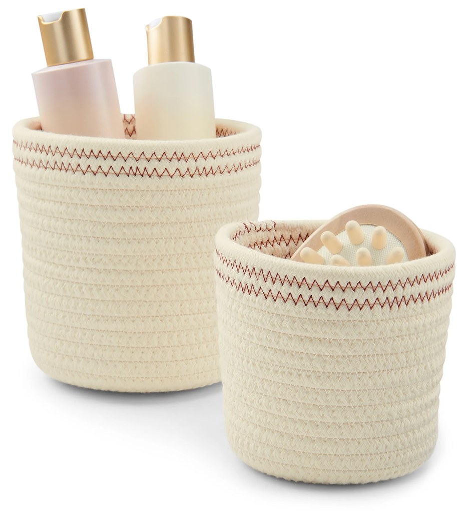 2 úložné košíky, kombinácia krémovobielej a hrdzavej