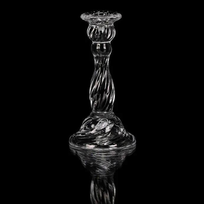 Svietnik sklenený 16 cm na kónickú sviečku, číra