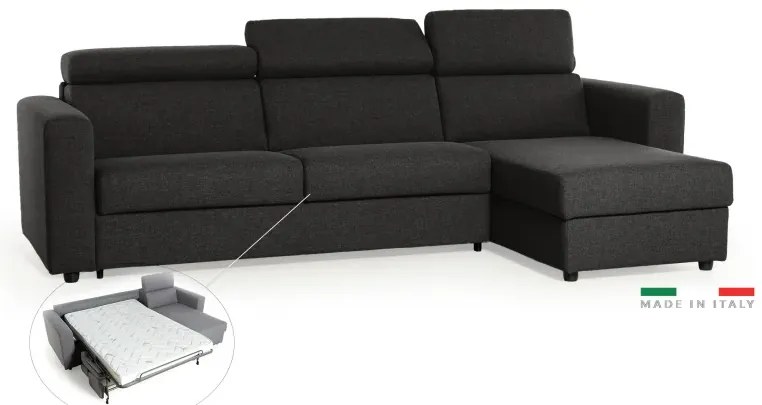 Rohová sedacia súprava na každodenné spanie TAVOLA rozkladacia, čierná (penelope 25)