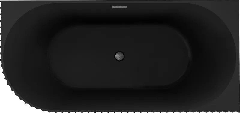 Mexen Gia, voľne stojaca rohová vaňa, drážkovaná, pravá, 150 x 75 cm, čierna matná, brúsený grafit, 52701507571P-66