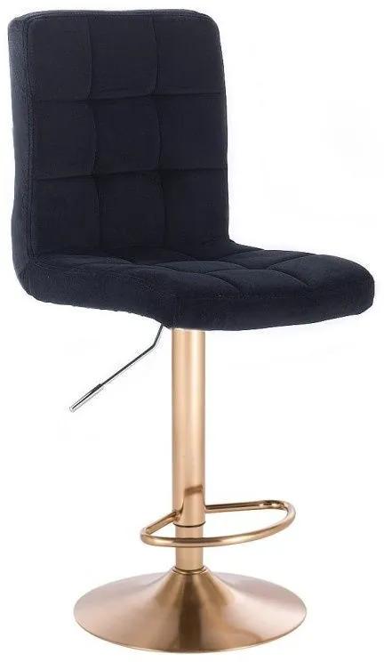 LuxuryForm Barová stolička TOLEDO VELUR na zlatom tanieri - čierna