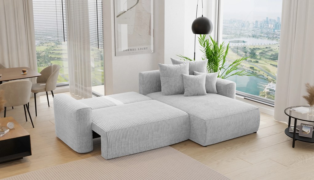 Rohová sedačka Baria (P) (svetlosivá). Akcia -20%. Vlastná spoľahlivá doprava až k Vám domov. 1133098