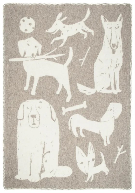 Vlnená deka Koirapuisto 90x130, béžovo-biela