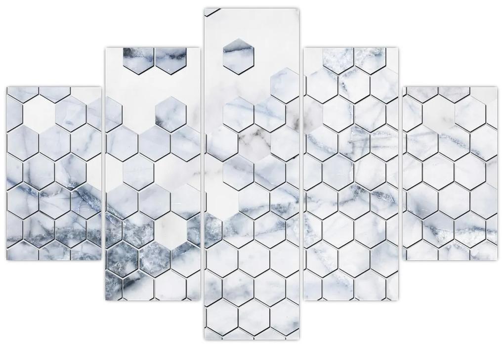 Obraz - Mramorované hexagóny (150x105 cm)