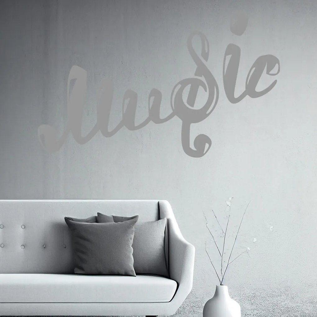 Veselá Stena Samolepka Nápis Music Farba: růžová, Veľkosť: 80 x 50 cm